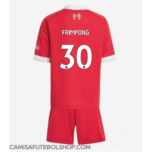 Camisa de time de futebol Liverpool Jeremie Frimpong #30 Replicas 1º Equipamento Infantil 2025-26 Manga Curta (+ Calças curtas)
